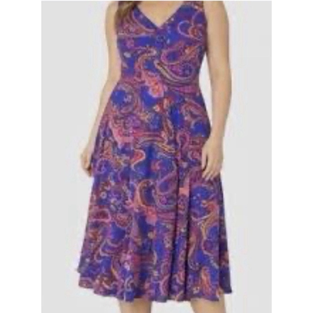 Y2K Sleeveless Bias Cut Maxi Dress 14 Colorful Paisley Fairy by Jones New York